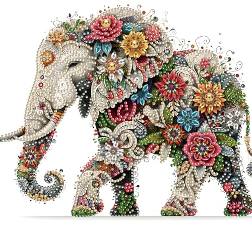 Starnearby DIY Diamond Painting Elefant, Diamant Painting Bilder Tiere, Diamond Painting Set für Erwachsene und Kinder, Speziel Geformte Diamant Malerei Mosaikherstellung für Haus Dekoration 30x30cm