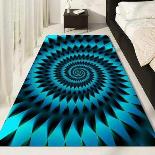 3D Illusion Teppich Optischer Täuschung Bodenmatte Vortex-Illusion Abstrakt Wohnzimmer rutschfest Fußmatten Vielseitige Wohnaccessoires - Polyester-Soft-Touch, 60 X 90 cm -4Q5R8X8O9B8H6