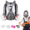 Gesichts-Atemschutzmaske mit Filtern, Industrie-Atemschutzmasken | Industrial 6800 Vollgesichtsmaske mit Filtern | Hausrenovierungs-Gesichtsabdeckung mit Metall- und Glasschutz zum Schweißen, Malen, G