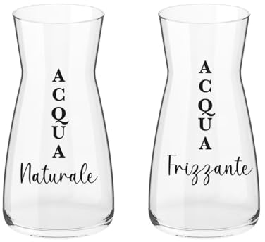 Naturale e Frizzante Coppia Caraffe Brocche Personalizzate Adatte ad Acqua Vino Birra Tutte le Bevande Idea Regalo Casa Cena Pranzo Feste Famiglia Natale Compleanno Decorazioni