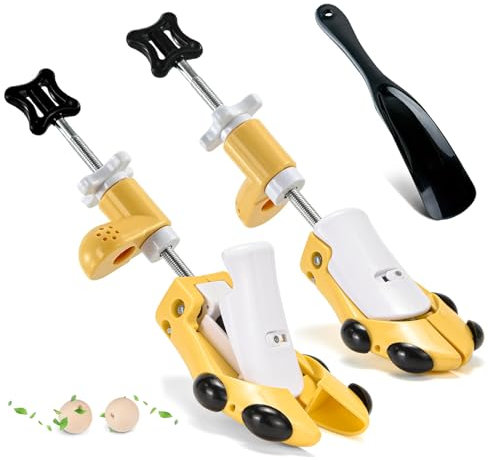 Shoe Stretcher for Men Women Thick Wide Feet, 6-Way Shoe Tree Expander Adjustable Length Width & Height, Sneakers Widener Spin Loosen Toe Box Heel High Instep (Yellow for Women's Size UK 2.5-7)