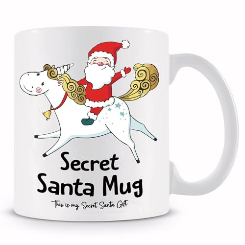 Secret Santa Mugs - Funny Christmas Gifts for Women, Men & Family - 330ml Tea & Coffee Mugs (Santa)