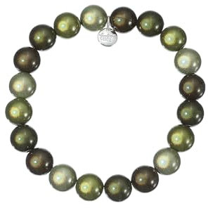 Leslii Reflective Pearls Perlen-Armband Magic 3D-Effekt (Khaki Multi Ø 10mm)