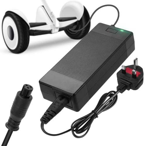 Ainiv 42V 2A Electric Scooter Charger 3 Pin, DC Port Universal Power Adapter, 36V Lithium Battery Charger for Hoverboard, Self-Balancing Scooter, Drifting Board, Unicycle, Electric Bike