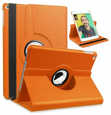 World Biz Case for iPad 9.7 2018 2017 / iPad Air 2 / iPad Air - 360 Degree Rotation Multi-Angle Viewing Stand, Shockproof PU Leather Book Style Flip Auto Sleep/Wake (Orange)