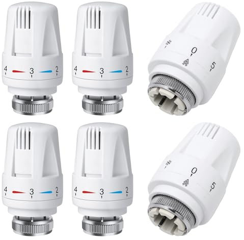 Thermostatkopf Heizkörperventil 6 Pcs Heizkörperthermostat, M30*1,5 mm, Thermostat Heizung, Spart Energie & Kosten, Flüssig-Fühler mit Frostschutzstellung, Weiß