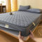 Spannbetttuch 180x200cm 25cm Hoch Dunkelgrau Einfarbig mit 2 Kopfkissenbezug, Bettlaken Boxspringbett Bettspanntuch Herzmuster mit Gummizug