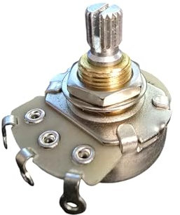 Fretmax Alpha Knurled, Split Shaft 500k Audio Potentiometer w/ M3/8 Threads & 18 Spline (FMA500K)