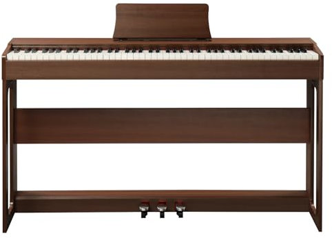 Bonnlo Digitalpiano mit 88 gewichteten Tasten, E-Piano Keyboard mit 3-Pedal-Einheit für Anfänger, Klavier mit MIDI-USB, Doppel-Bluetooth,Stereolautsprechern, 128 Töne und Rhythmen, Braun
