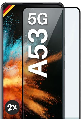 moex CurveProtect für Samsung Galaxy A53 5G Panzer Schutzglas, Full Screen Schutzfolie randlos, ganzer Bildschirm komplett abgedeckt, Panzerfolie Curved 3D Glas Folie, Schwarz 2 Stück