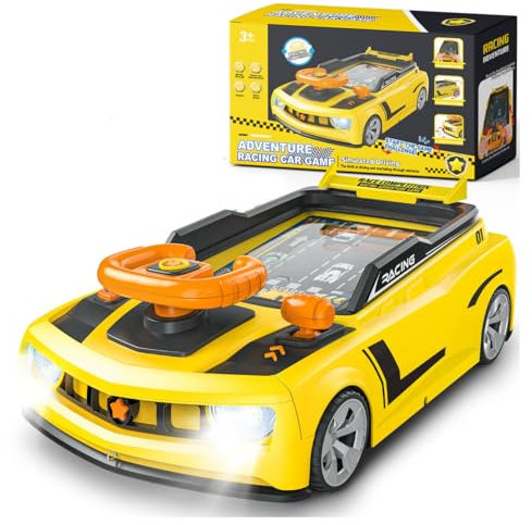 deAO Simulation Adventure Racing Car Toy, Handheld Car Games, 3-in-1 Driving Mode, Lights & Sound Effects, Educational Racing Game, Birthday Party Gift for Kids aged 3+