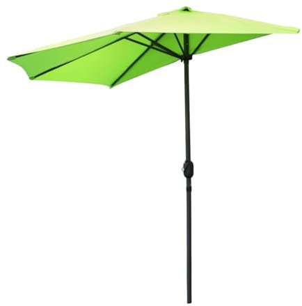 Meublorama Demi-Parasol Mural Vert anis – 270x135x230cm – Aluminium – Toile Polyester 180g/m² – Manivelle