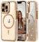 Ethanger for Magnetic Glitter Phone Case for iPhone 13 Pro Max, Sparkling Rhinestone Border with Removable Glitter Insert Compatible with MagSafe Girly Women Cover for iPhone 13 Pro Max, Gold