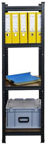 Berlinlodge Wohnregal Ragnar, HxBxT 150x45x45cm, Fachlast 100kg, Vintagebraun-Schwarz, Bücherregal, Standregal, Büroregal für Wohnzimmer, Schlafzimmer, Arbeitszimmer