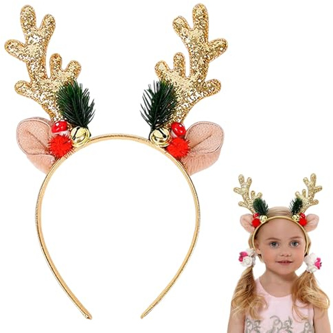 Myluatye Weihnachten Rentier Stirnbänder,Weihnachten Stirnbänder, Rentier Geweih Haarreif, Weihnachten Rentier Kostüm Stirnbänder,für Erwachsene und Kinder
