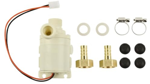 12V 8L/Min Solar Warmwasser Umwälzpumpe für Teich & Brunnen DC Bürstenloser Motor Geräuscharm 30dB Max Temperatur 100°C Wasserdichte Amphibienpumpe mit Messingkupplungen