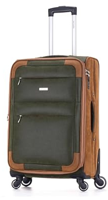 Skylark 24 Lightweight Faux Suede 4 Wheeled Spinner Luggage Trolley Suitcase Travel Bag Telescopic Handle with 3-Digit Combination Lock for 15 to 20kg (78 Litre)