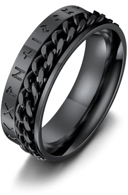 ChainsPro Edelstahl Fingerring für Herren Fingerring zum drehen Viking Rune Spinnerring Dekompressionsring Punk Viking Schmuck Hip pop Ring mit Geschenkebox für Geburtstag Valentinstag Paarstil