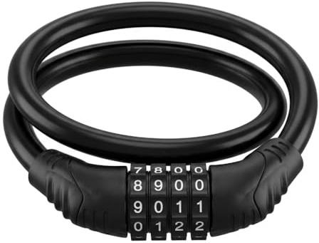 Antivol Vélo Code 4 Chiffres Cadenas Chaîne 60cm Ø12mm Câble de Sécurité Robuste pour Vélo Trottinette Électrique Scooter Poussette Moto