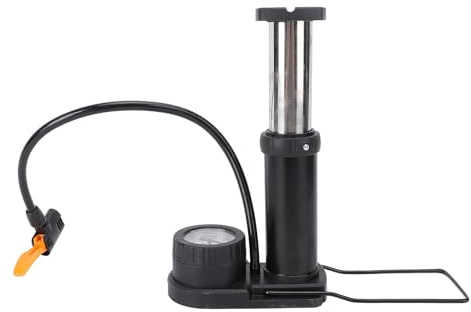 FILFEEL Pompa a Pedale per Bici e Moto Elettriche – Gonfiatore Portatile per Pneumatici con Manometro Analogico da 120 PSI e Adattatori Presta, Struttura in Acciaio Inossidabile – Pompa a Pedale