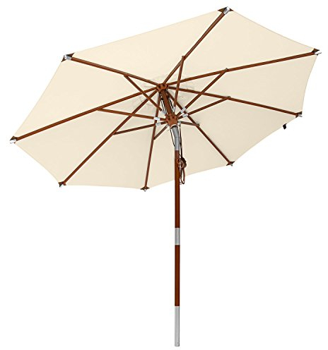anndora Sonnenschirm Knicker 3 m rund + Dreh-Kipp-Mechanismus + Winddach Natural