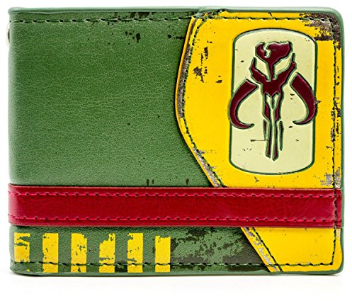 Star Wars Geldbörse für Herren in Grün, Retro-Design mit Mandalorian Armor und ID-Fenster