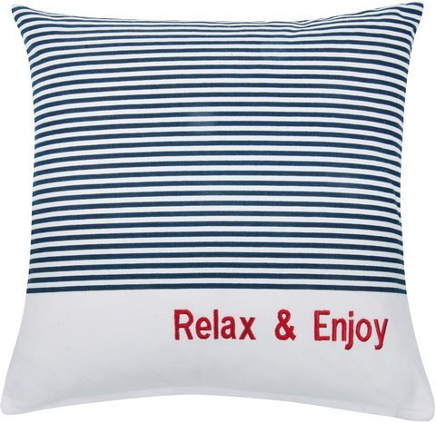 PAD Zierkissen/Dekokissen inkl Füllung Sea Relax & Enjoy in blau/rot/weiß 45x45cm