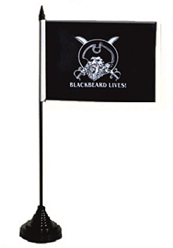 U24 Tischflagge Pirat Blackbeard Lives Fahne Flagge Tischfahne 10 x 15 cm