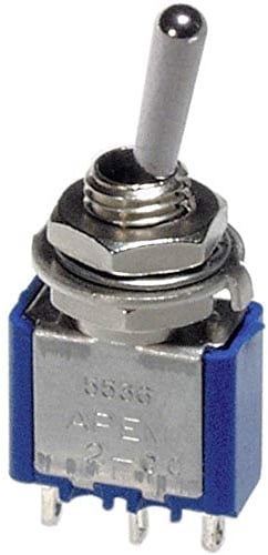 APEM 5537A Hebelschalter, 1 x (ON)/OFF/(ON) 250 V/AC 3 A momentan/0/momentan, 1 Stück