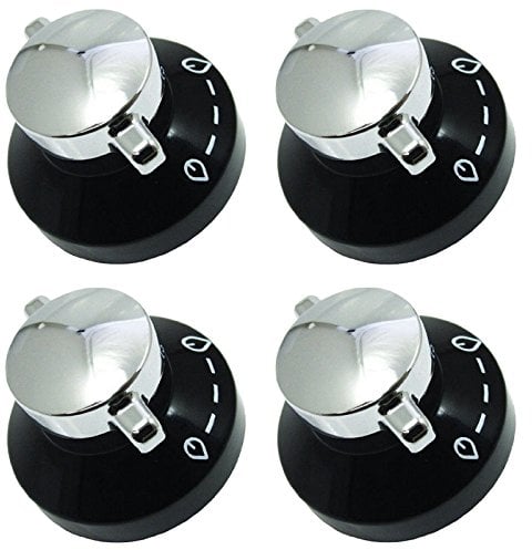 Stoves Gas Hob Oven Cooker Knobs Flame Control Switch (Pack of 4, Black/Silver)