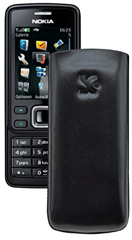 Suncase® Tasche für/Nokia 6300-6300i / Leder Etui Handytasche Ledertasche Schutzhülle Case Hülle *Lasche mit Rückzugfunktion* in schwarz