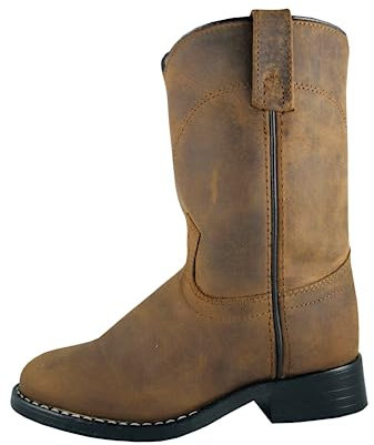 Rauchig+Kinder%27+Kid%27+Geölt+Distress+Braun+Leder+Western+Cowboy+Stiefel, Braun, 6.5 Big Kid