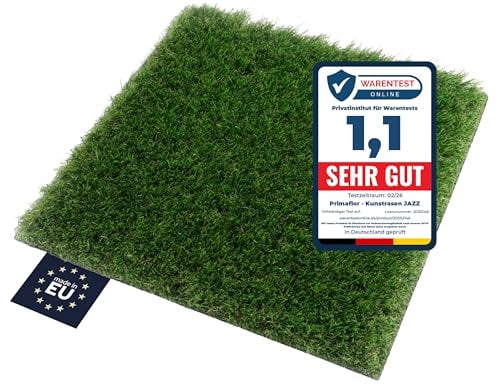 Primaflor Kunstrasen Jazz | 400x350 cm | Grün | 40 mm | UV-stabil & wetterfest | wasserdurchlässig | weicher Rasenteppich Meterware | Outdoor Bodenbelag für Balkon, Terrasse, Garten & Gewerbe