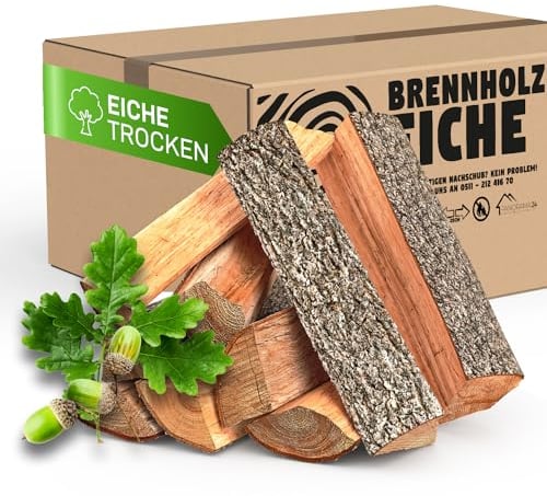 Panorama24 30 kg Brennholz Kaminholz Feuerholz Reine Eiche ofenfertig kammergetrocknet < 9% in 25cm (+/- 5cm)