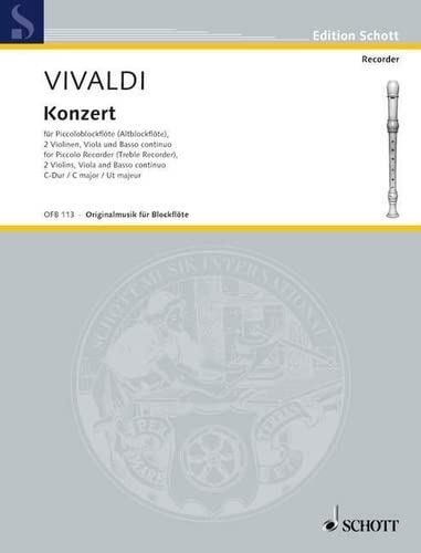 Concerto C major: op. 44/11. RV 443. piccolo recorder (treble recorder), 2 violins, viola and basso continuo. Réduction pour piano avec partie soliste.