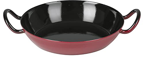 Riess, 0600-019, Schlemmerpfanne 20, CLASSIC - COLOR ROT, Durchmesser 20 cm, Höhe 4.2 cm, Emaille, rot/schwarz, Servierpfanne, Induktion