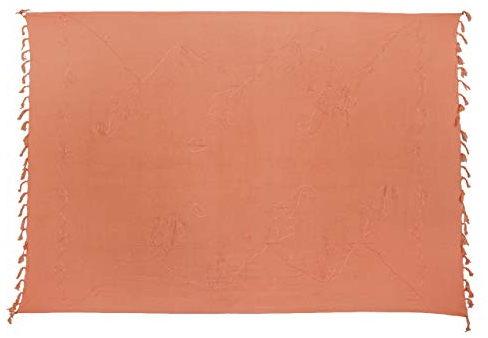 Ciffre Sarong Pareo Wickelrock Strandtuch Lunghi Stickerei Tuch Schlicht Uni Lachs