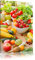Pixxprint Buntes Obst und Gemüse, Größe: 100x70cm, Leinwandbild, fertig gespannt, Wandbild, Dekoration, Kunstdruck, kein Poster