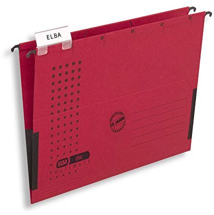 Elba Hängetasche chic für A4, aus Karton, mit Leinenfröschen, rot, 5er Pack, 100560145, 5 Stück