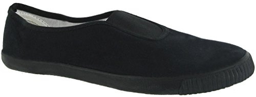 Unisex Slip On School Plimsolls Art no 7231 Black & White (Adult Shoe Size 12, Black)