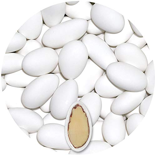 EinsSein 1kg Feinste italienische Mandeltradition Hochzeitsmandeln Weiss matt - 65 Gastgeschenke/Kilo - Zuckermandeln Bonboniere Hochzeit Taufmandeln Taufe Kommunion Mandeln Nikah Sekeri