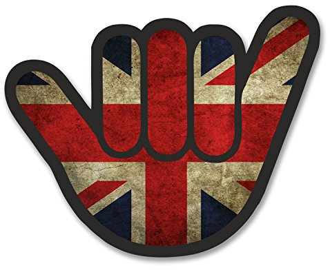 2 x 10 cm Union Jack Bandiera Shocker a mano in vinile adesivo da viaggio auto bicicletta # 6176 - 10 cm larghezza x 8 cm altezza
