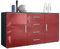 Vladon Sideboard Faro V1 - Kommode mit 2 Türen & 4 Schubladen, Schrank mit LED Lichtleiste, Anthrazit matt/Bordeaux Hochglanz (138,5 x 75,5 x 35)