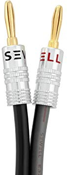 Silverback Speaker Wire by Sewell, 12 AWG, with Silverback Banana Plugs, OFC, 259 Strand Count, 25 ft