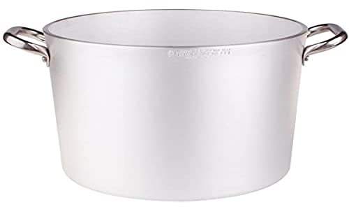 Sartenes Agnelli Pan de Aluminio, 5 mm de Espesor, con 2 Asas en Acero Inoxidable, de 33 litros, Plata