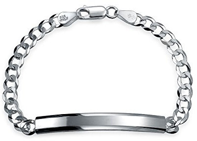 Personalisierte Bar Name Plated Identifikations Id Armband Für Männer 5 MM Diamantgeschnittene Miami Cuban Curb Link Kette 180 Gauge .925 Sterling Silber 8,5 Zoll Anpassbar