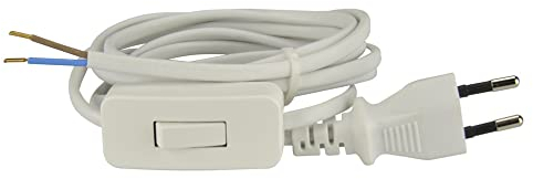 UNITEC Euro-Zuleitung mit Schnurschalter, H03VVH2-F 2x0,75mm², mit verbautem Euro-Stecker, IP20, 2m, weiß
