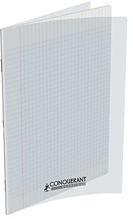 CONQUERANT Cahiers Classique 24x32cm Grands Carreaux Seyès 96 Pages Agrafées Couverture Polypro coloris aléatoire - Lot de 10