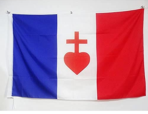 AZ FLAG - Drapeau France Sacré Cœur de Jésus - 150x90 cm - Drapeau Français Catholique 100% Polyester Avec Fourreau et cordelette - Pavillon 110 g