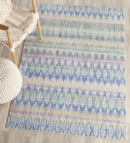 SAFAVIEH Valencia Collection Accent Rug - 4' x 6', Purple & Multi, Boho Chic Distressed Design, Non-Shedding & Easy Care, Ideal for High Traffic Areas in Entryway, Living Room, Bedroom (VAL220M)